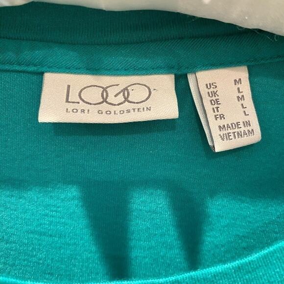 LOGO LORI GOLDSTEIN | Teal Mixed Fabric Short Sleeve Top | Medium - Picture 5 of 7